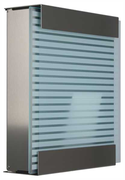 glasnost Briefkasten mit bedruckter Glasfront glass.white-stripes